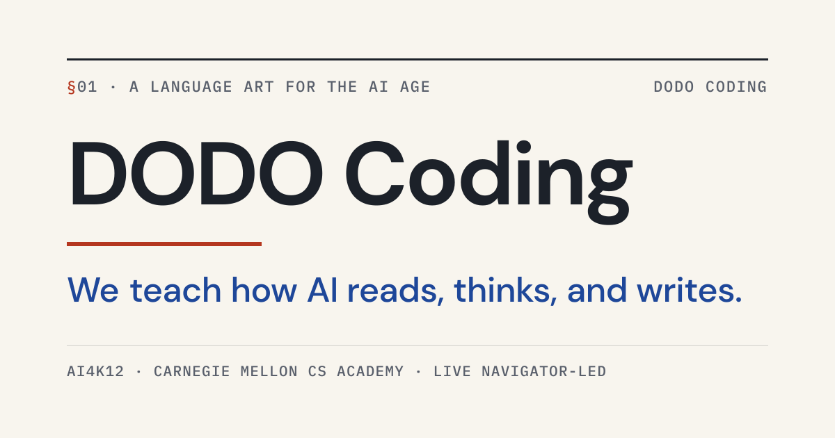 DODO Coding — A language art for the AI age.